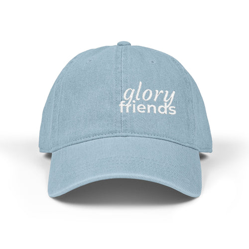 Embroidered 'glory friends' Denim Hat — Casual Script Logo Baseball Cap