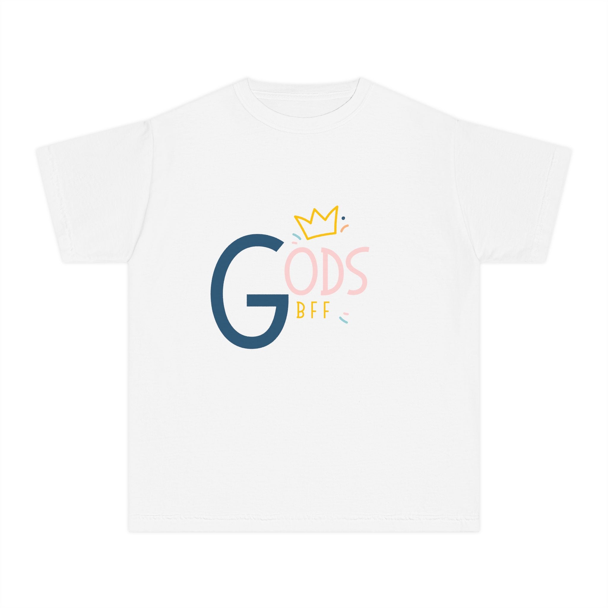 Youth Tee — "God's BFF" Crown Graphic Christian Kids Shirt