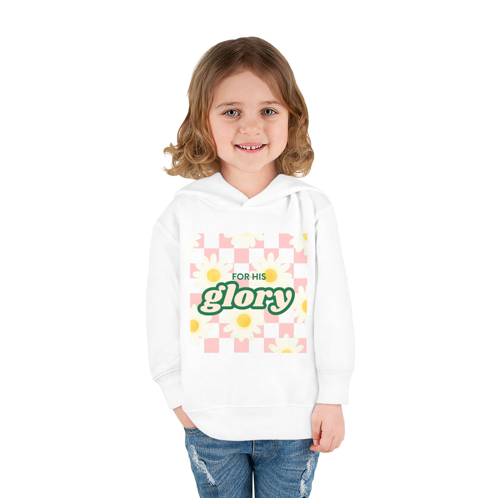 Toddler Hoodie — 'For His Glory' Floral Check Pullover